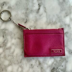 Tumi Pink Leather Card Holder Keychain